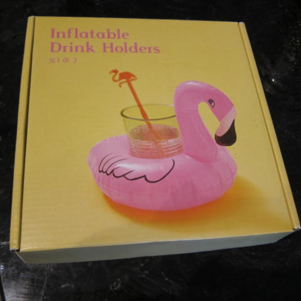 Flamingo Inflatable Drink Holders (2) BNWT